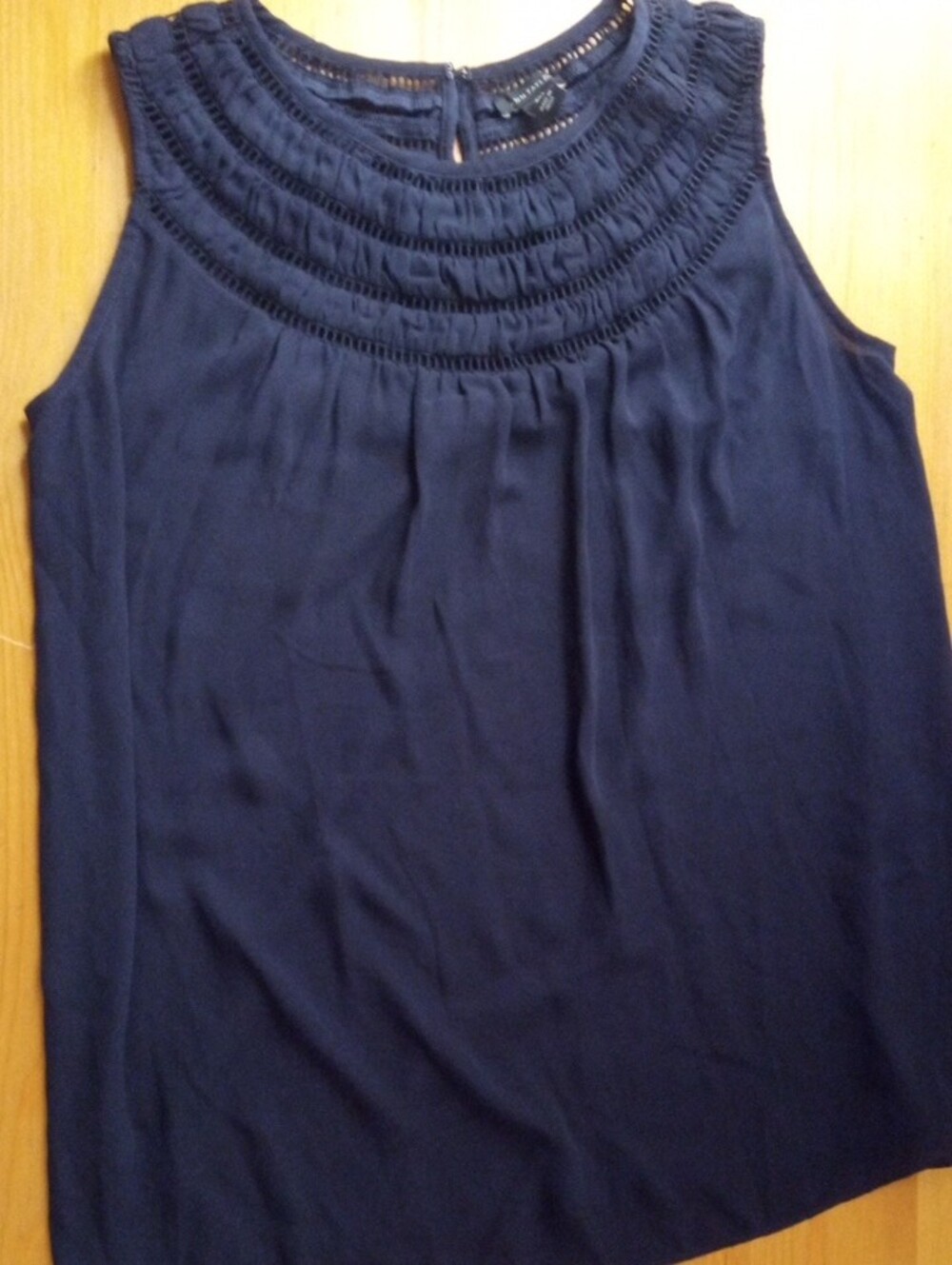Ann Taylor Navy Sleeveless Smocked Yoke Camisole - Picture 2 of 4